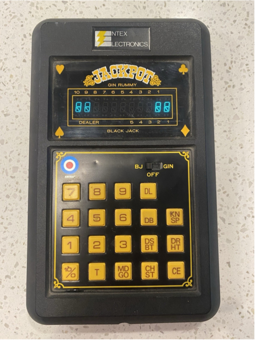 Vintage 1980 Entex Electronics Jackpot Gin Rummy Black Jack Handheld Game Tested